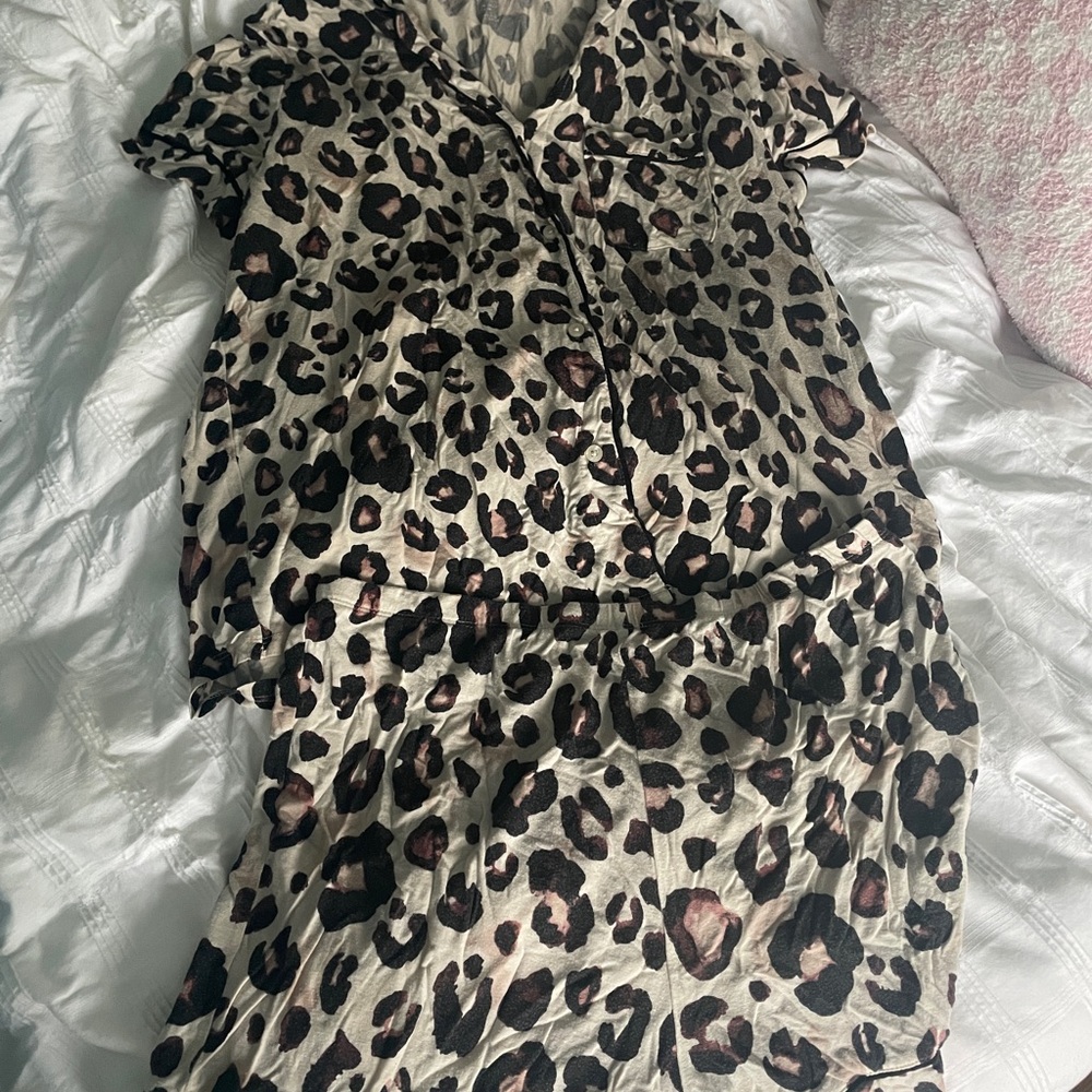 Leopard Print Pajama Set (pants and shorts)